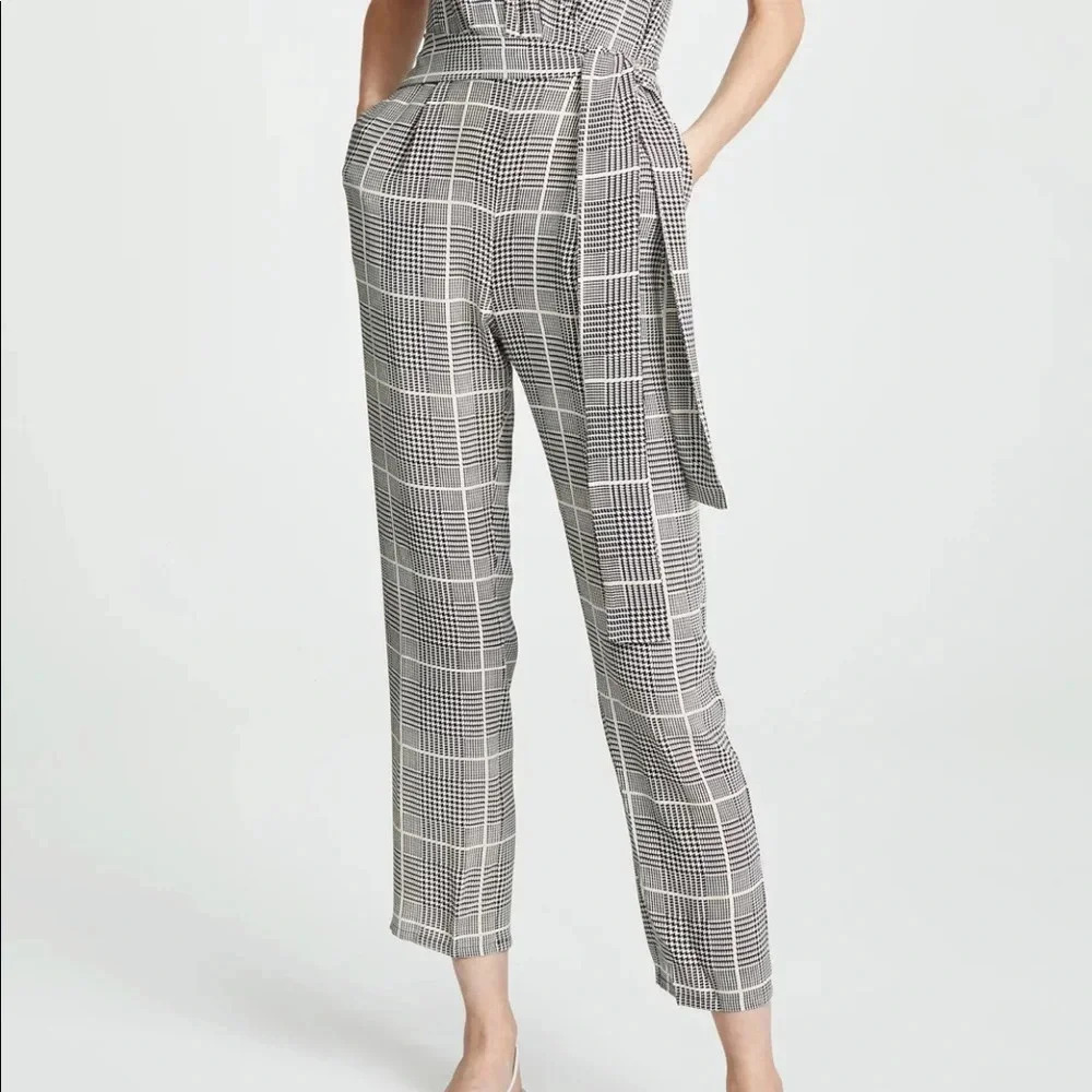 L’AGENCE EUC Julia Plaid Checkered Silk Jumpsuit - Picture 3 of 13